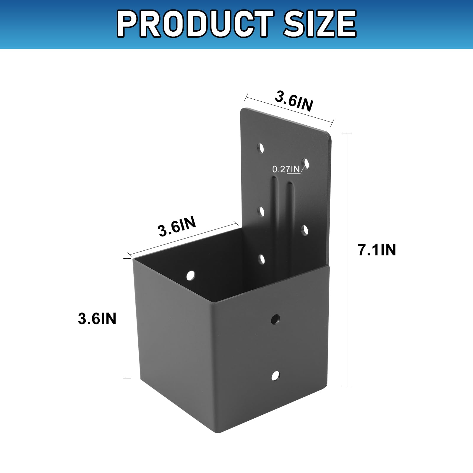 Pergola-Sparrenhalterungen, 4 Stück, 4 x 4 (tatsächlich 3,6 x 3,6) für Balken-DIY-Steckverbinder