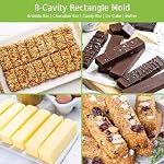 (2 Pcs) 8 Cavity Rectangle Granola Bar Silicone Mold Nutrition Cereal Bar Molds Energy Bar Maker for Chocolate Truffles Ganache Bread Brownie Cornbread Cheesecake Pudding Butter Mould