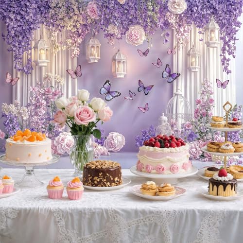Fondo fotográfico mariposa floral morado 7x5 ft miniatura 6