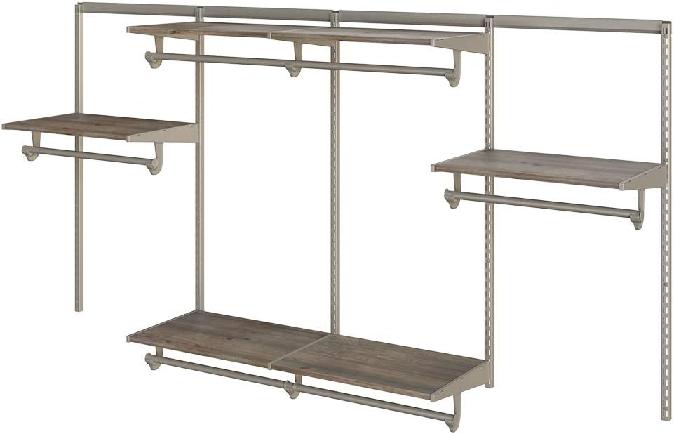 Closet Culture by Knape & Vogt 8 Ft. Steel Closet Organization System with 6 Driftwood Wood Shelves