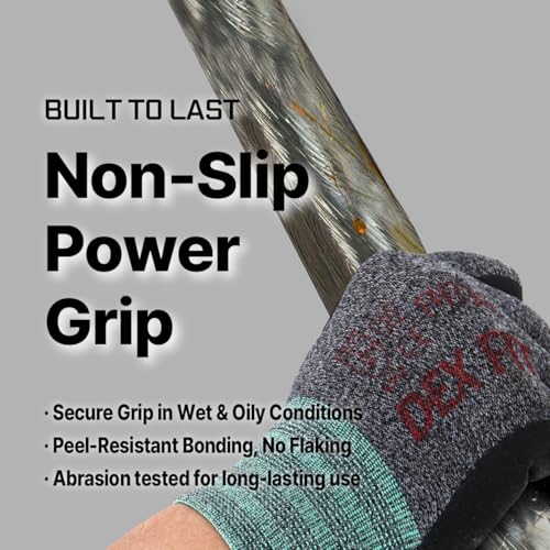 Image of DEX FIT Work Gloves FN330, 3D Comfort Stretch Fit, Power Grip, Durable Foam Nitrile Coated, Smart Touch, Thin & Lightweight, Machine Washable, Grey 9 (L) 3 Pairs