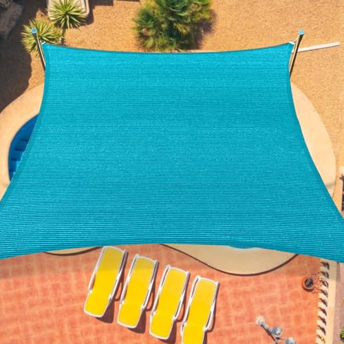 8x8 Sun Shade Sail Curved Commercial Outdoor Shade Cover Turquoise Rectangle Heavy Duty Permeable 185GSM Outdoor Shades for Patio Garden Sandbox