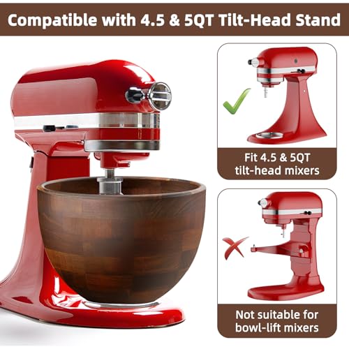 Tazón de madera de nogal premium 5QT compatible KitchenAid miniatura 3