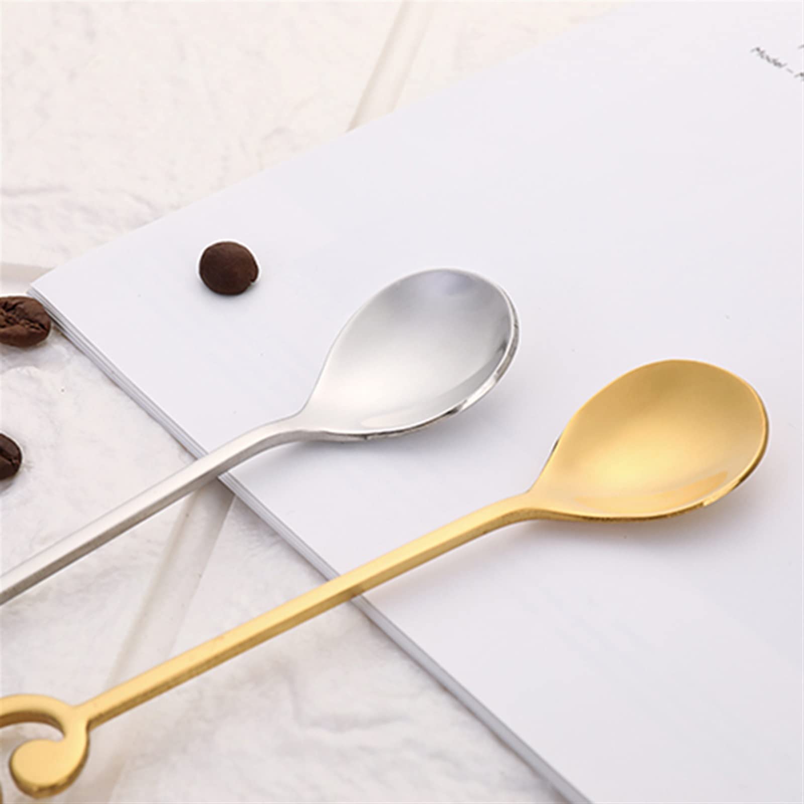 JINGYAN Cucchiaini da caffè 304 Stainless Steel Spoon Musical Notes Coffee Stirring Mug Music Bar Ice Cream Creative Cutlery Tableware(A)