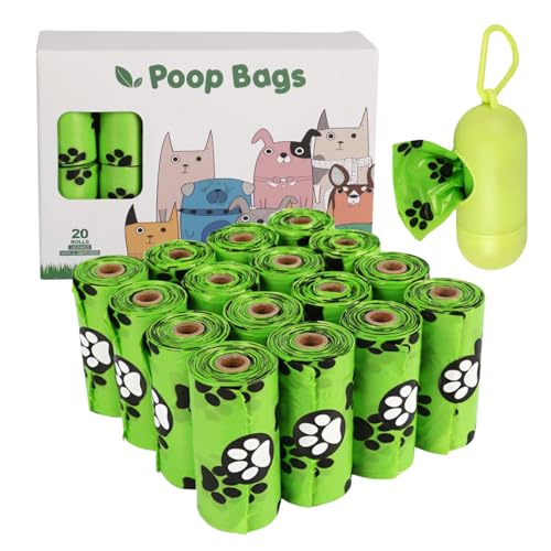 Image of Dog Poop Bags, 300 pc Guaranteed Leak Proof and Extra Thick Waste Bag Refill Rolls For Dogs Green, Unscented.