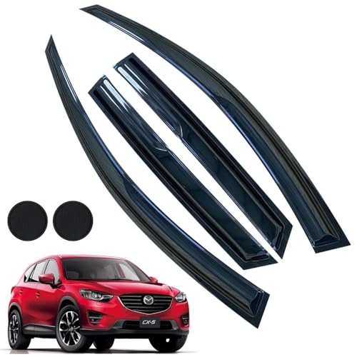Rain Guards for Mazda CX-5 2013-2016, Tape-on Side Window Deflectors for Mazda CX-5, Window Visors for Mazda Cars, for Mazda Car Accessories 4 Rain Guards ＆ 2 Car Coasters