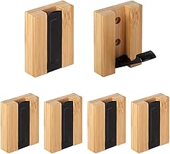 JSVER Wall Hangers, 6 Pieces Single Organizer Hooks, Wooden Folding Wall Hooks Coat Rack for Hanging Clothes, Hats, Bags, Keys