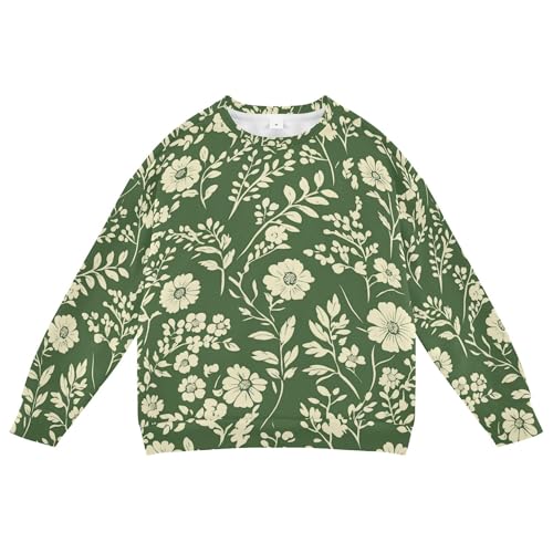 JUNZAN Autumn Flowers Carnation Peonies Sage Green Little Girls Pullover Hoodie Fleece Outerwear for Kids Camping 4T