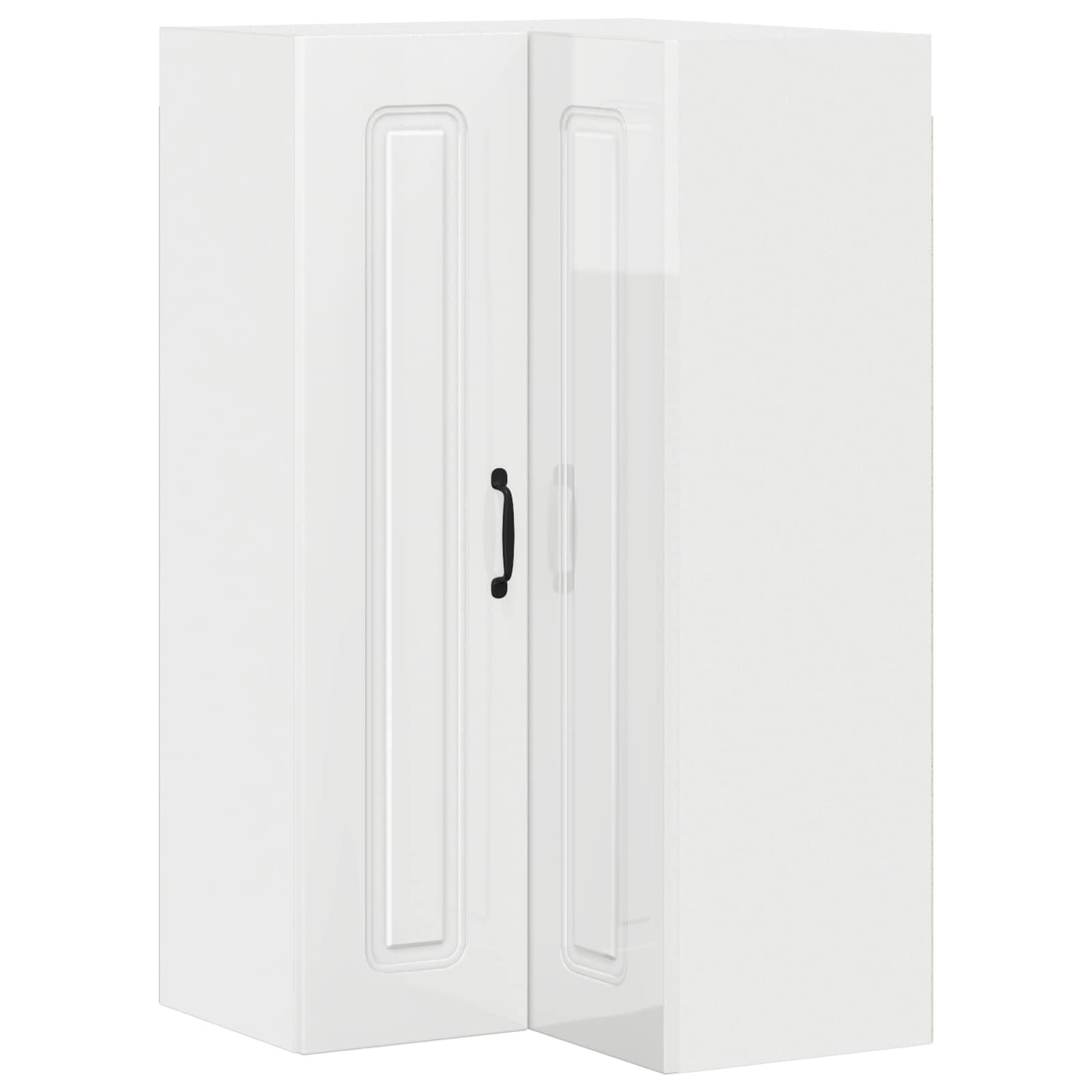 Kalmar - Armario esquinero de pared para cocina, color blanco brillante, 57 x 57 x 100 cm, material de madera, armario de cocina con gran espacio de almacenamiento, diseño moderno para cocina