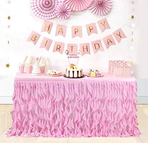 9-Foot Rainbow Tulle Tutu Table Skirt Tablecloth for Baby Showers Weddings Buffet Party Indoor Outdoor