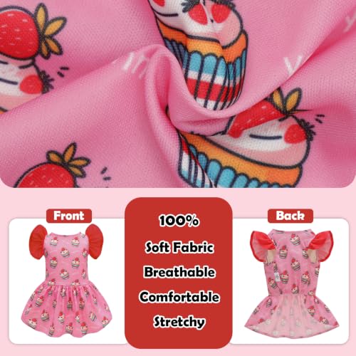 Image of CuteBone Frilly Dog Dress Princess Puppy Birthday Dresses with Ruffled Sleeves Cat Clothes Outfit for Small Dogs Girl Pet Apparel