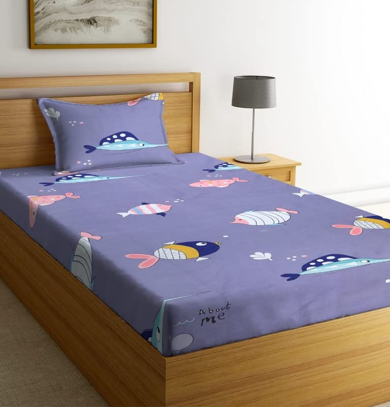 NHD HOME Super Soft Breathable Skin Friendly 180 Tc Animal Design Printed for Kids Room Single Bedsheet with 1 Pillow Cover-(Color- Navy Blue, 152 x 228 cm) (B0BZMDPBWN) Amazon Price History, Amazon Price Tracker