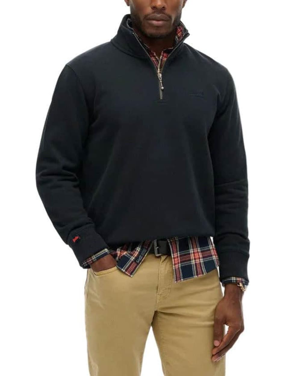 Superdry Men's Eclipse Navy Essential Logo Half Zip Sweater, Xl