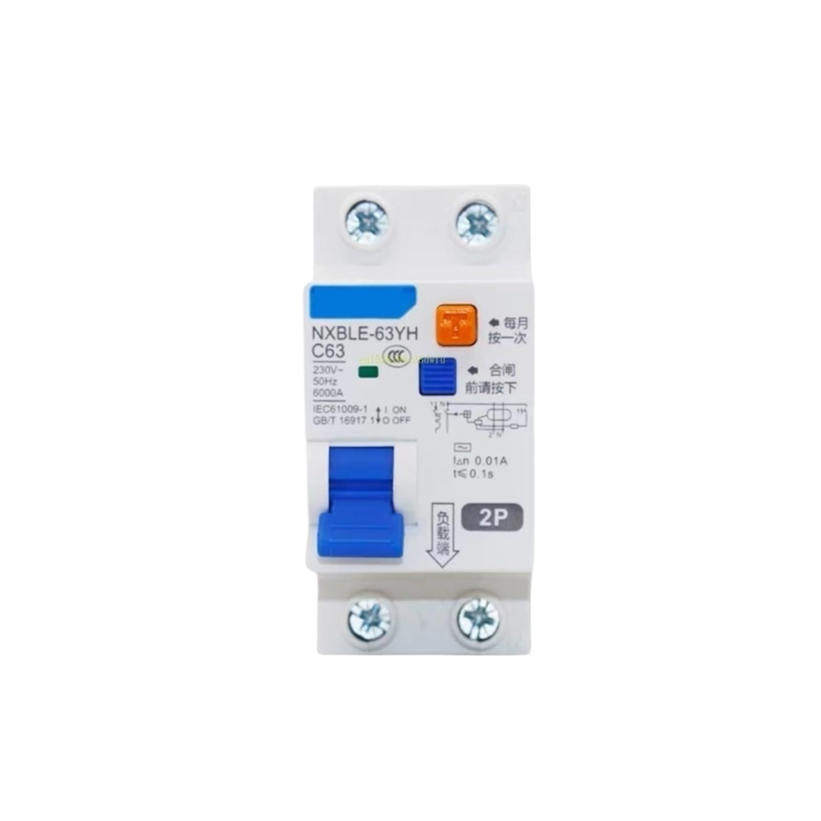 OSHZIKJII 63YH 1P+N 2P 10MA 30MA Breaker 10A 16A 20A 25A 63A(2P,32A,30MA)