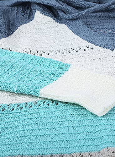 Fekoafe Sweatshirt Tunics For Women Cute Tops Trendy V Neck Breathable Hooded Pullover Graphic Sweater Blue White Grey M #TOP3