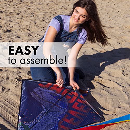 Giddykat Velociraptor Dinosaur Kites For Kids- Kids Kite Easy To Fly W/Handle - Big Kite W/ 300Ft String - Extra Long Tail Large Kite -Beach Kite - Kites For Kids Easy To Fly -Cool Kites For Kids #TOP2