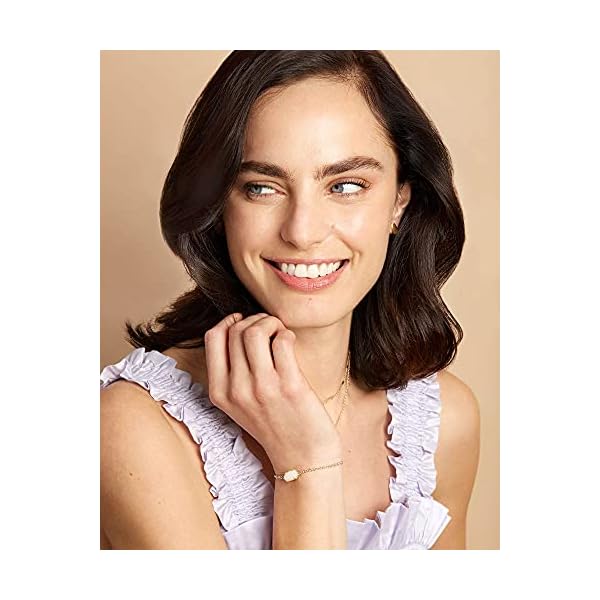 Kendra Scott Everlyne Link Chain Bracelet for Women, Fashion Jewelry, 14k Gold-Plated, Rose Quartz