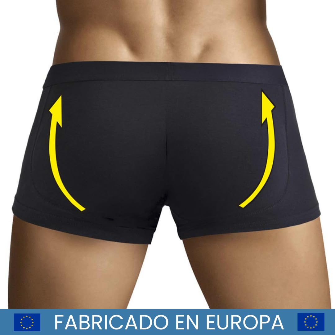 ARIUS Calzoncillo Boxer con Relleno Trasero para Aumentar el Volumen y tamaño de glúteos y Levanta - Push up y Relleno de Nalgas - Men’s Padded Buttocks - Men's Shapewear