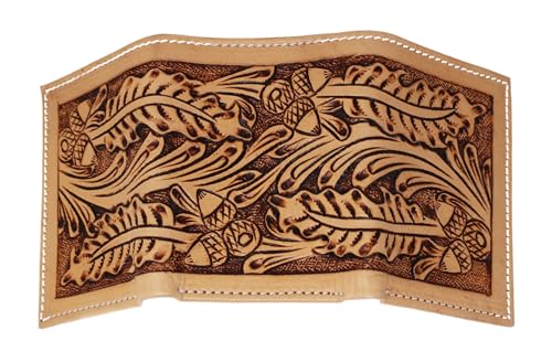Men's Western Tooled Leather Beaded Floral Tri-Fold Wallet 18RSW-Trifold2