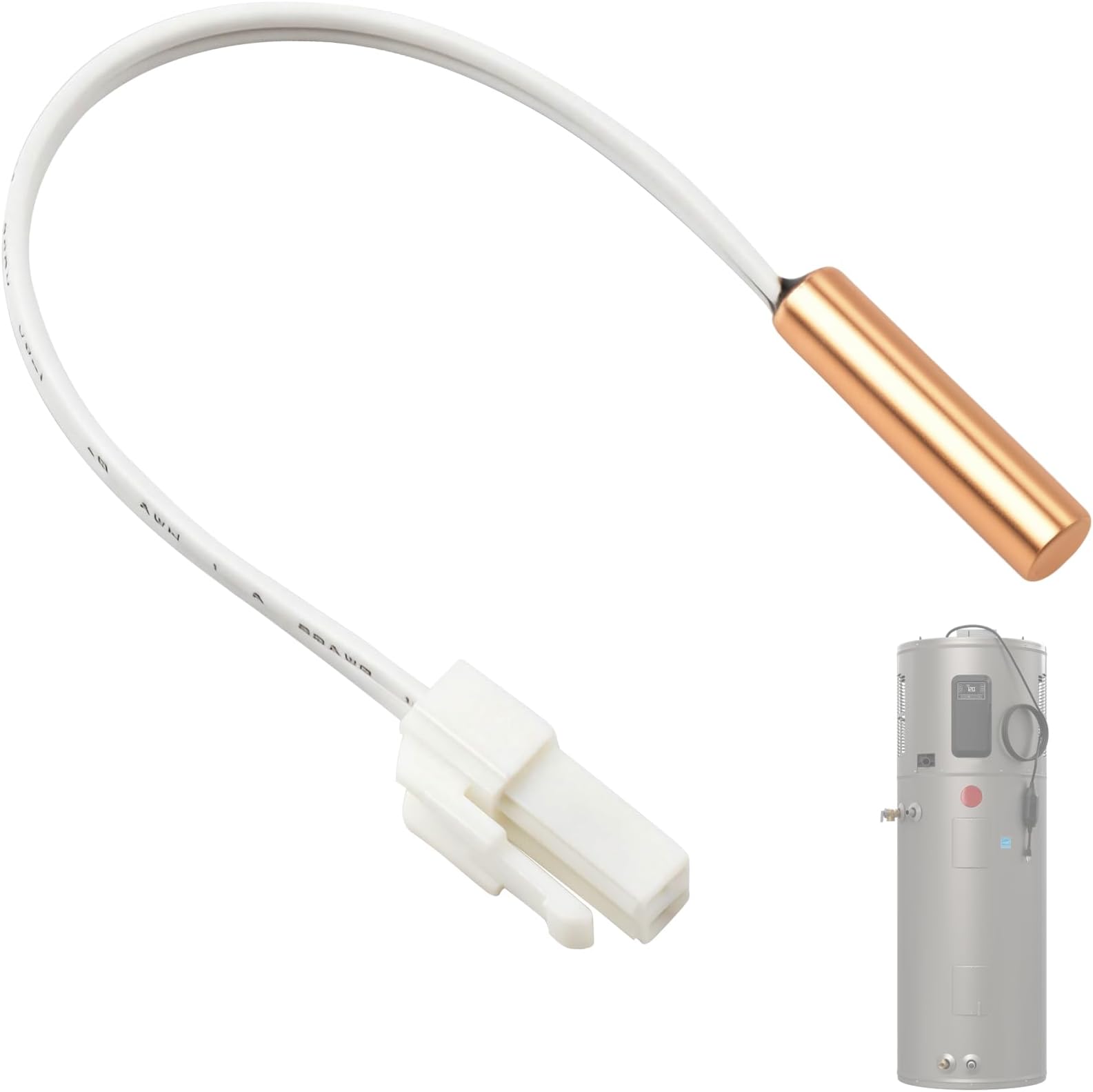 SP20845 Thermistor Temperature Sensor Replacement, Copper Probe Sensor Wire, Fit for Rheem Water Heater, Fit for Ruud HVAC Equipment, OEM Part SP20845 Equivalent, Sensor Only Without Mounting Clips