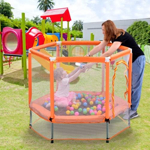 Miniatura 3 de Mini trampolín de 55 pulgadas para niños pequeños para interiores y exteriores, mini trampolín con red de seguridadalfombrilla de resortepelota para