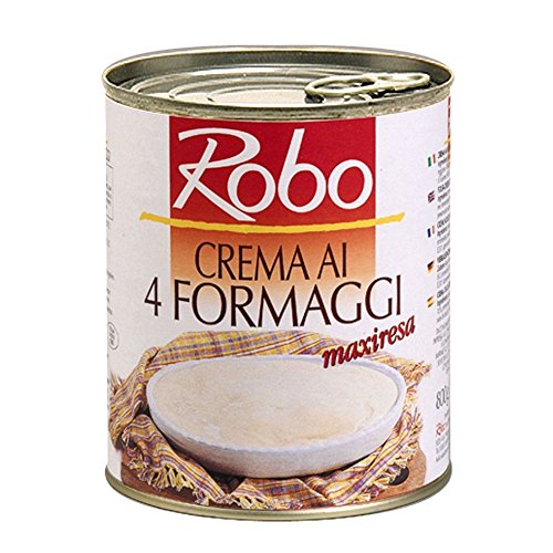 800 GR CREMA AI 4 FORMAGGI PARMIGIANO REGGIANO,FONTAL, EMMENTHAL, E CHEDDAR A BASE DI FORMAGGI FUSI PER PASTA O PIZZA