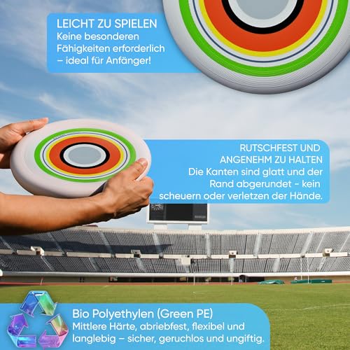 eurodisc 175g Ultimate Profi Wettkampfscheibe – Sportfrisbee mit Stabiler Flugbahn über 100 m, aus nachwachsenden Rohstoffen, ideal für Training & Wettkampf