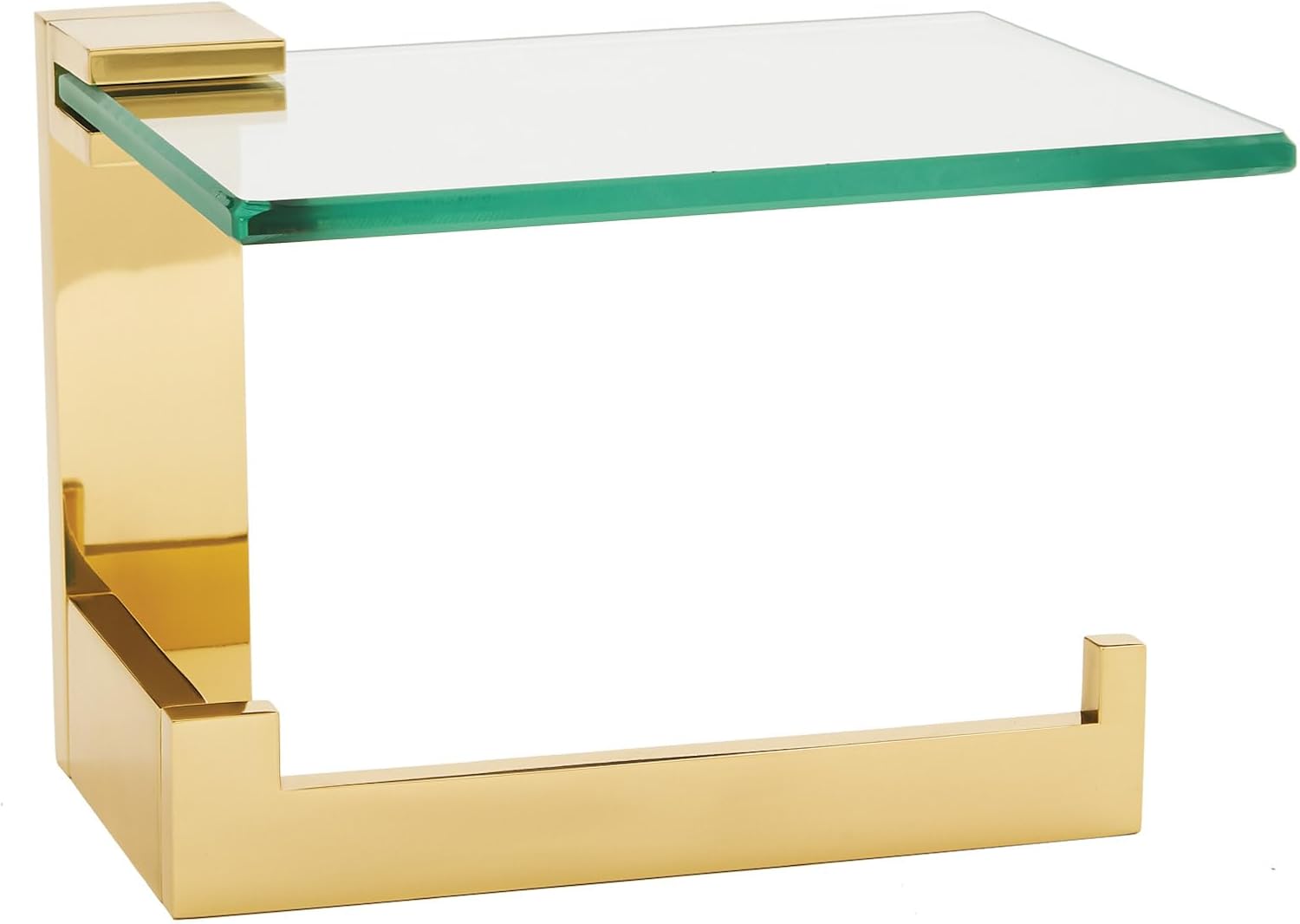 Alno A6465R Linear 6" Wide Solid Brass Euro Modern Right Hand Slide Bar Toilet Paper Holder with Upper Glass Shelf - Polished Chrome