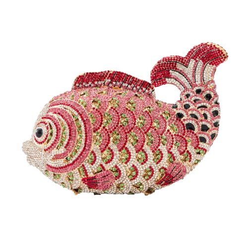 Image of Women Mini Fish Clutch Luxury Rhinestones Purse Sparkling Banquet Handbag Wedding Party Clutch Bag
