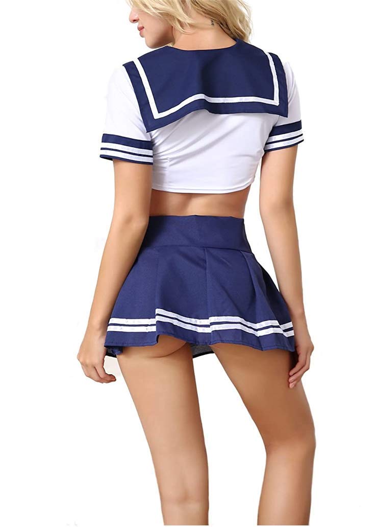 NAVARCH Sexy School Girl Costume Uniform Set Mini Skirt Cosplay