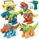 Dreamon Dinosaure Jouet Enfant Garcon 3 4 5 7 8 Ans avec Boîte de Rangement Perceuse Électrique DIY Construction Puzzle Jouet Cadeau pour Garçons Filles
