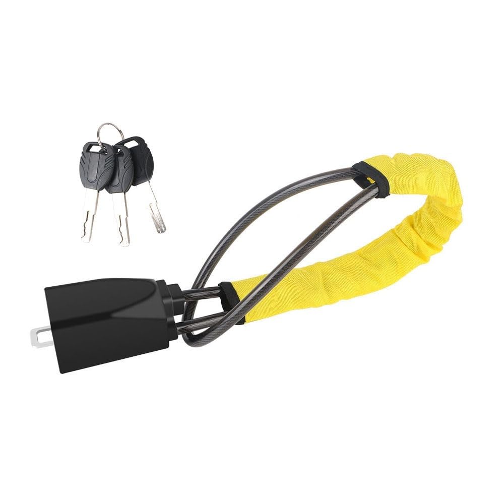 Cvndts Yellow Steering Wheel Lock Anti-Theft Device For Car Steering Wheel Lock Safety Belt Buckle Steel Cable Wire Rope Mo Seat Belt Lock(Yellow)