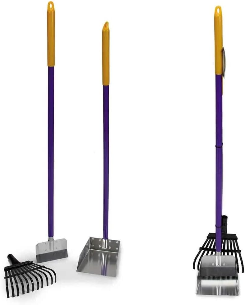 MPP Dog 3 Piece Durable Lightweight Waste Pickup Set Spade Rake and Scoop
