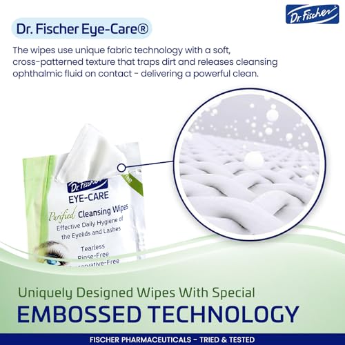Image of Dr. Fischer Eyelid Wipes - Purified, Non-Irritating, Pre-moistened Eye Wipes for Cleansing Sensitive Skin. Hypoallergenic Make-up Remover (30)