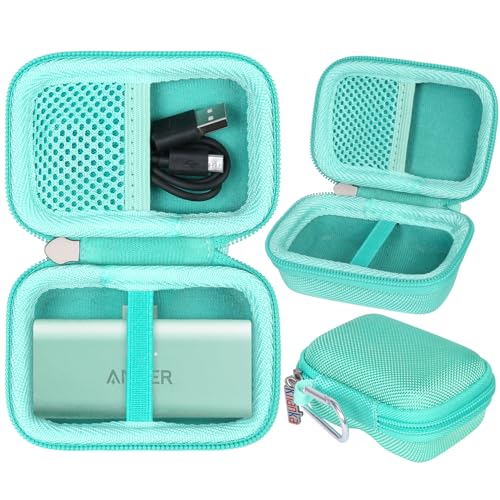 khanka Hard Travel Case with Anker 621 Nano Power Bank,5,000mAh Portable Charger,Case Only (Green)