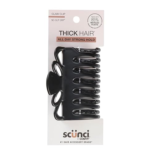 Miniatura 9 de Scunci by Conair - Pinza de mandíbula gruesa con agarre antideslizante, pinza para el cabello de garra, pinzas para el cabello de garra, tortuga, el
