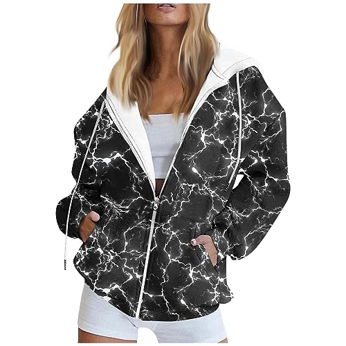 Deal du Jour, Veste Femme Bleu Marine Sweat Femme Zippé Veste Rose Femme Vetement Grande Taille Femme Sweat Oversize à Capuche pour Femme Sweat à Capuche...