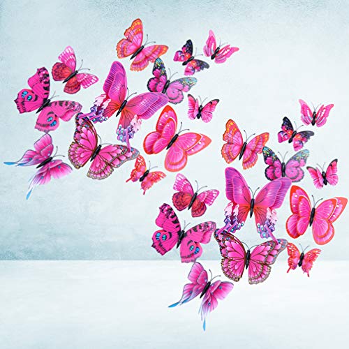 DOITOOL Adesivos de parede Borboleta 3D 24 peças Adesivos de parede Borboletas Removíveis Mural Deco