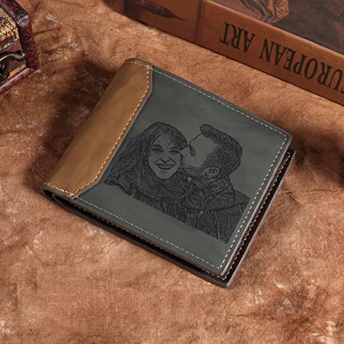 Gemszoo Personalized Photo Wallet Custom Picture Name Engraved PU Leather Gifts for Men Dad Husband (Style 1 Black)4