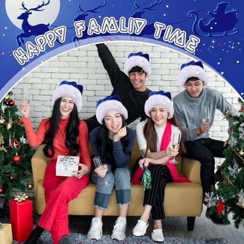Image of Vicenpal 20 Pcs Santa Hats Bulk Plush Christmas Hats for Adults Women Men Holiday Party Costume(Blue)