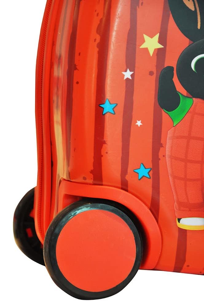 Trolley Cavalcabile Bing Bambino Valigia Bagaglio a Mano 40 cm ABS con 4 Ruote Bing Flop Sula Seggiolino Bambini Chiusura a Combinazione Leggero e Resistente Rosso
