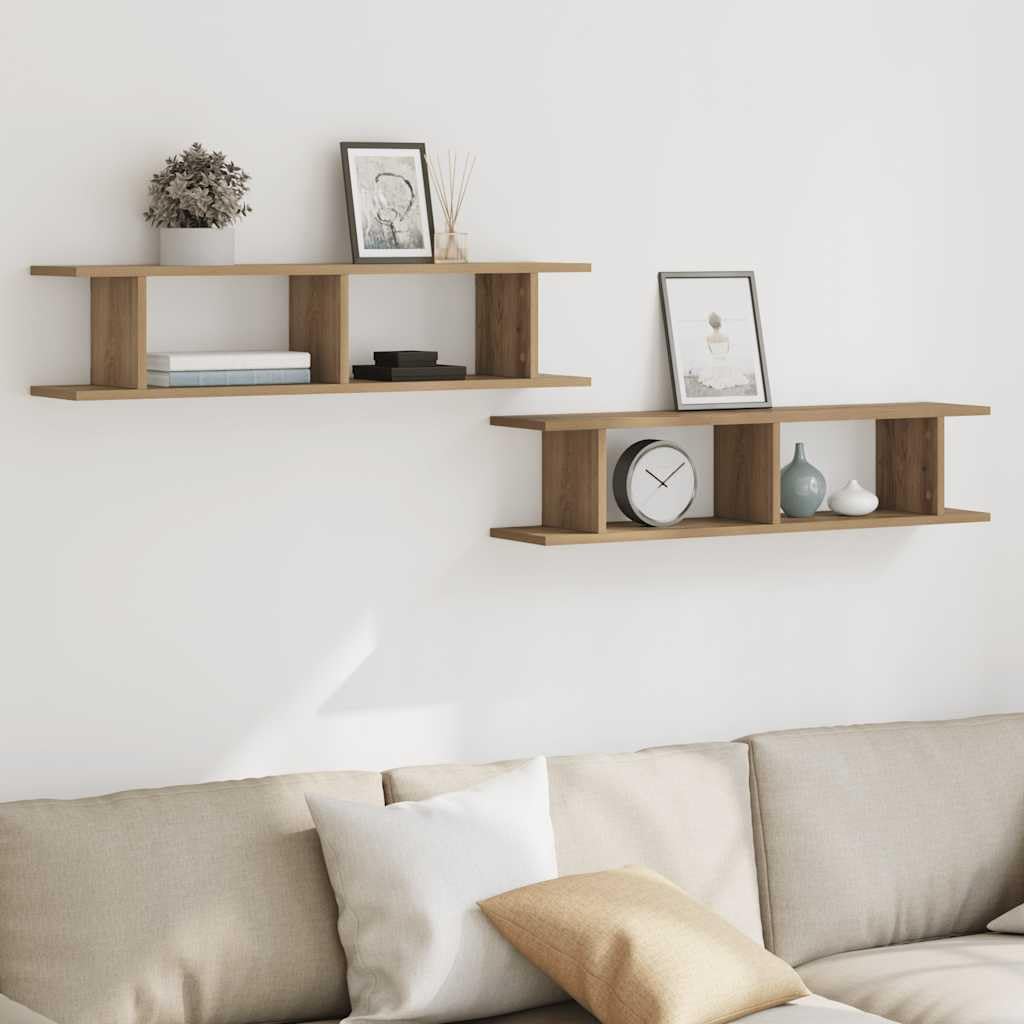 vidaXL Wandregale 2 STK. Artisan-Eiche 90x18x20 cm Holzwerkstoff