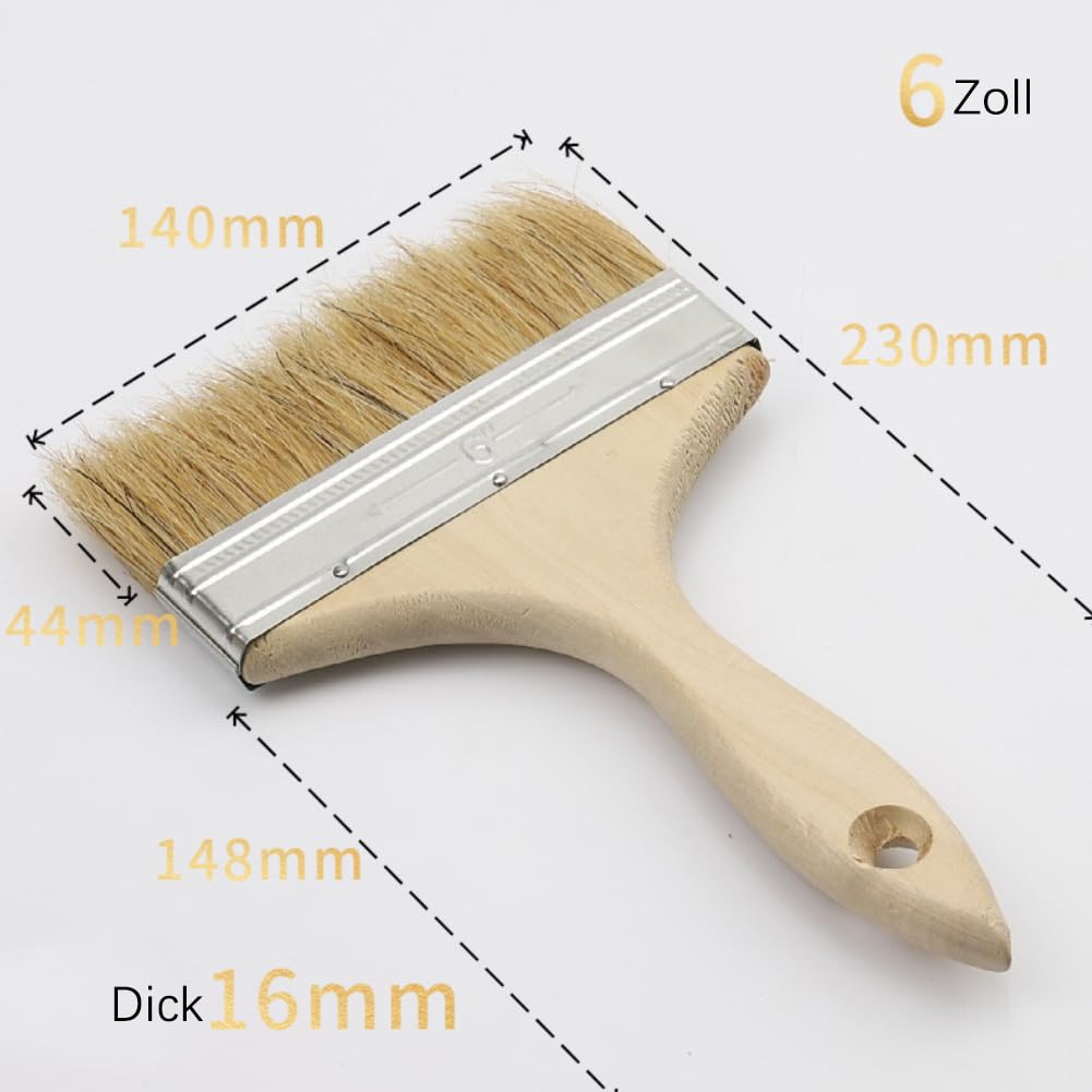 Lot de 10 pinceaux plats de 230 mm de long - Pinceau à peinture - Pinceau à lasure - Avec long manche en bois - Pinceau de peinture pour peinture, peinture, teinture, colles, huiles