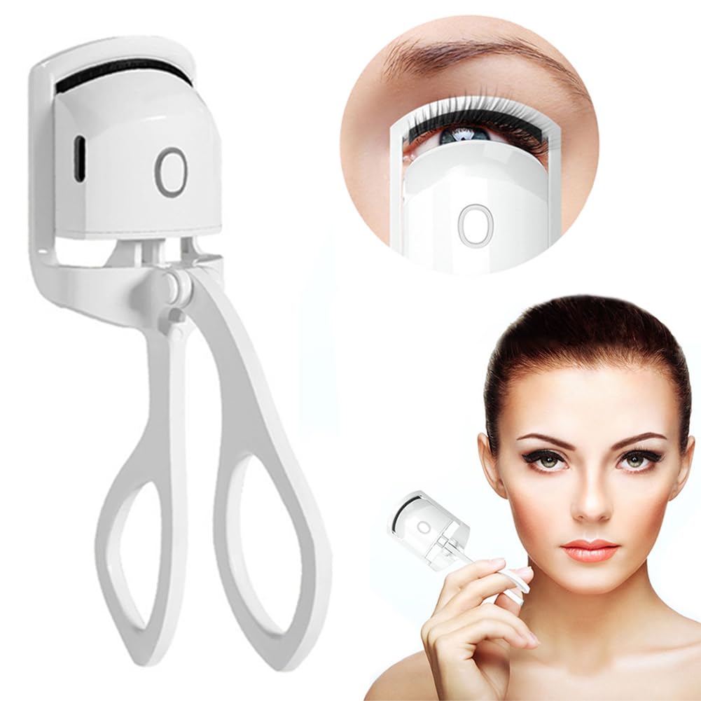 Heated Eyelash Curlers, 2 Heating Modes Electric Eyelash Curler, Rechargeable Portable Eyelash Curler, Quick Natural Curling Eye Lashes (white)