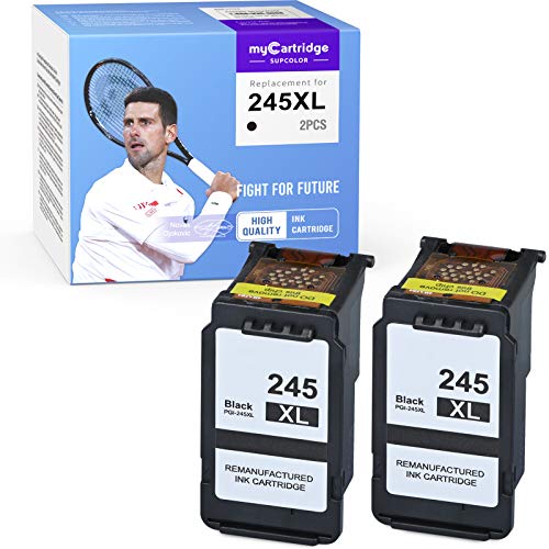 myCartridge SUPCOLOR Remanufactured Ink Cartridge Replacement for Canon 245XL Black Ink 245 XL PG-245 XL Work with TR4520 MG2522 MX490 MX492 IP2820 MG3022 Printer (2 Black)