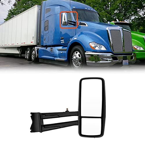 High Soar Chrome Door Mirror Assembly For Kenworth T680 T880, Replacement Mirror For Kenworth T680, Heated & Motorized, Passenger / Right Side #TOP6