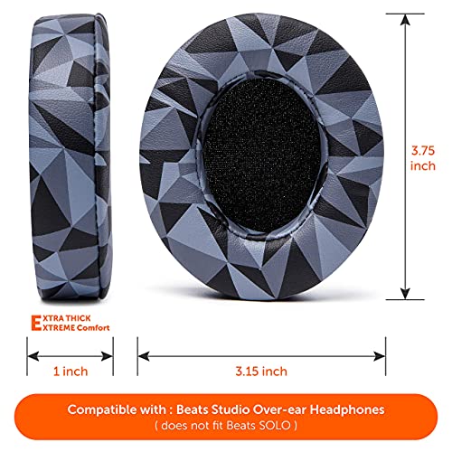 Image of WC Wicked Cushions Replacement Ear Pads for Beats Studio 2 & 3 (B0501, B0500) Wired & Wireless | Does NOT Fit Beats Solo | Softer PU Leather, Enhanced Foam & Stronger Adhesive | Geo Grey