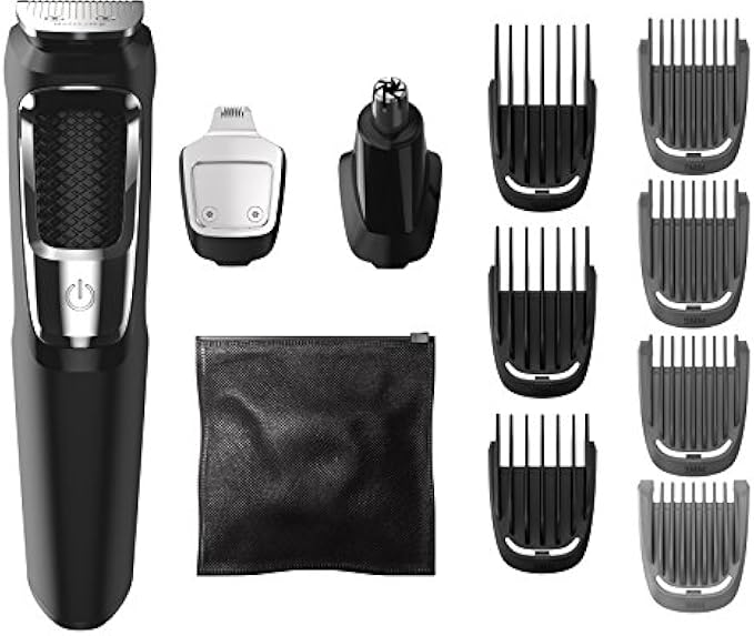 Philips Norelco Multigroomer All-in-One Trimmer Series 3000, 13 Piece Mens Grooming Kit, for Beard, Face, Nose, and Ear Hair Trimmer and Hair Clipper, NO Blade Oil Needed, MG3750/60