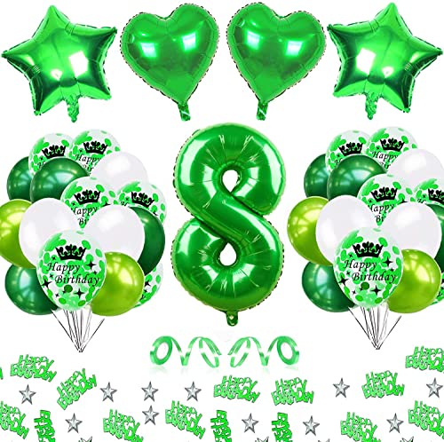 Luftballon 8. Geburtstag Grün, Geburtstagsdeko 8 Jahre Junge, Happy Birthday Folienballon, 8. Geburtstag Junge Happy Birthday Deko, Riesen Folienballon Zahl 8 Kindergeburtstag Deko 8. Geburtstag Junge Cover