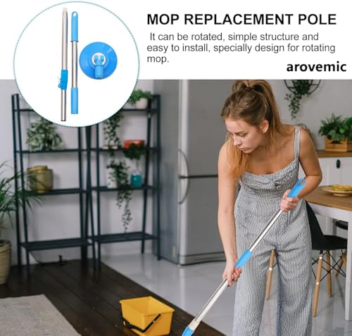 Image of Heavy Duty Stainless Steel Mop Stick with 360 Degree Swivel Head, Extendable Long Handle with 5 Years Warranty - Replacement Mop Pole for Floor Cleaning,Home & Office- Ergonomic Design (Blue)